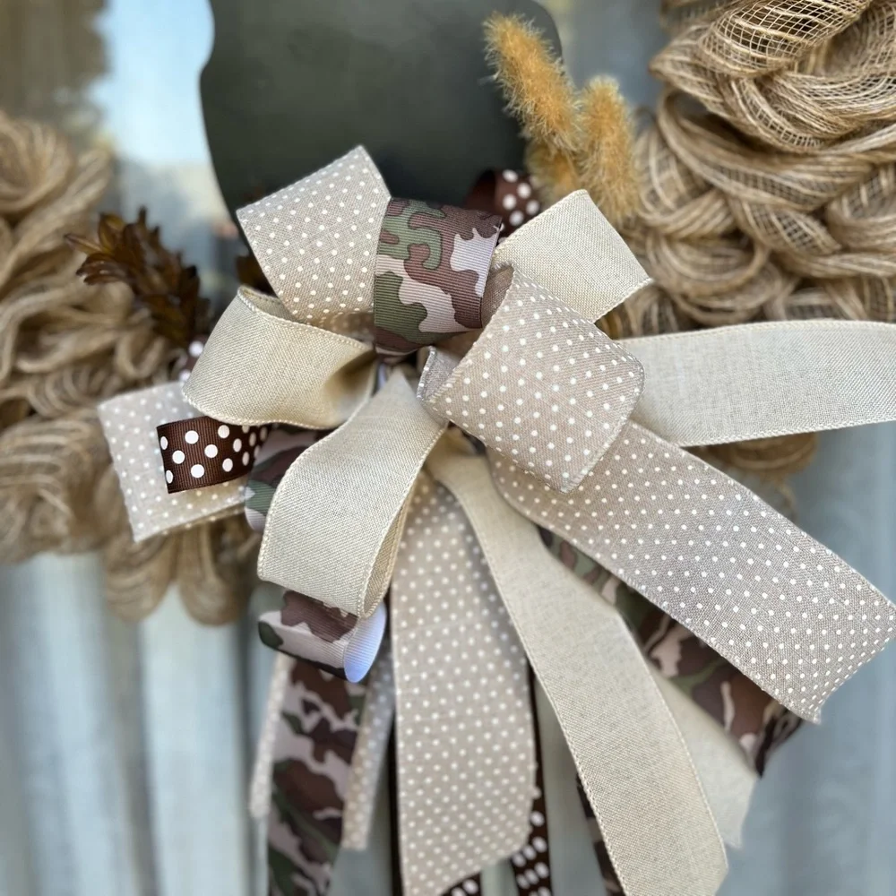 NWOT Custom Polypro Deco Mesh Rustic Deer Wreath